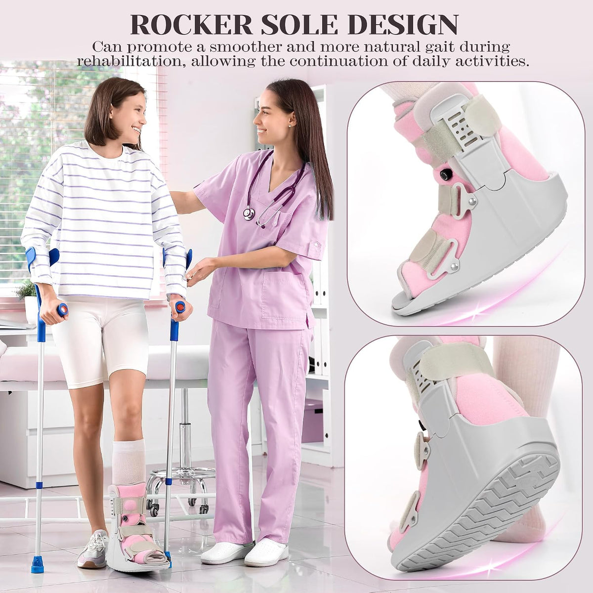 Jewlri Walking Boot for Broken Foot Injury, Air Cam Walker Boot, M