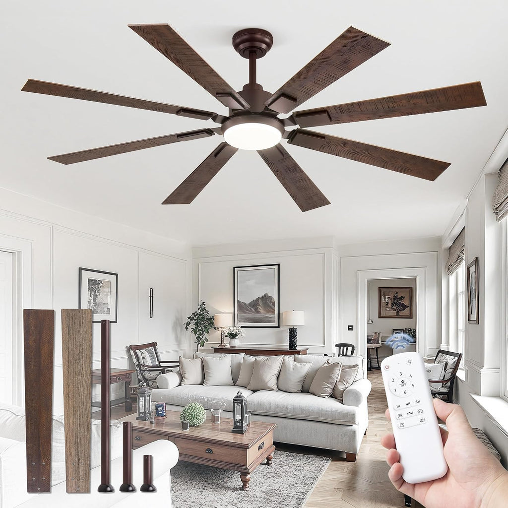 ZMISHIBO 72" Ceiling Fans with Lights for Patio, Living Room, Remote