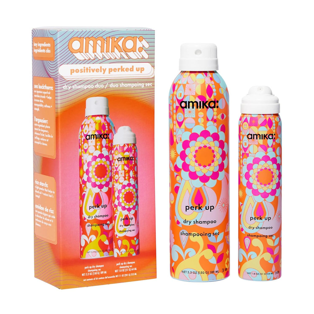 amika positively perked up dry shampoo duo | gift set for refreshing hair between wash days