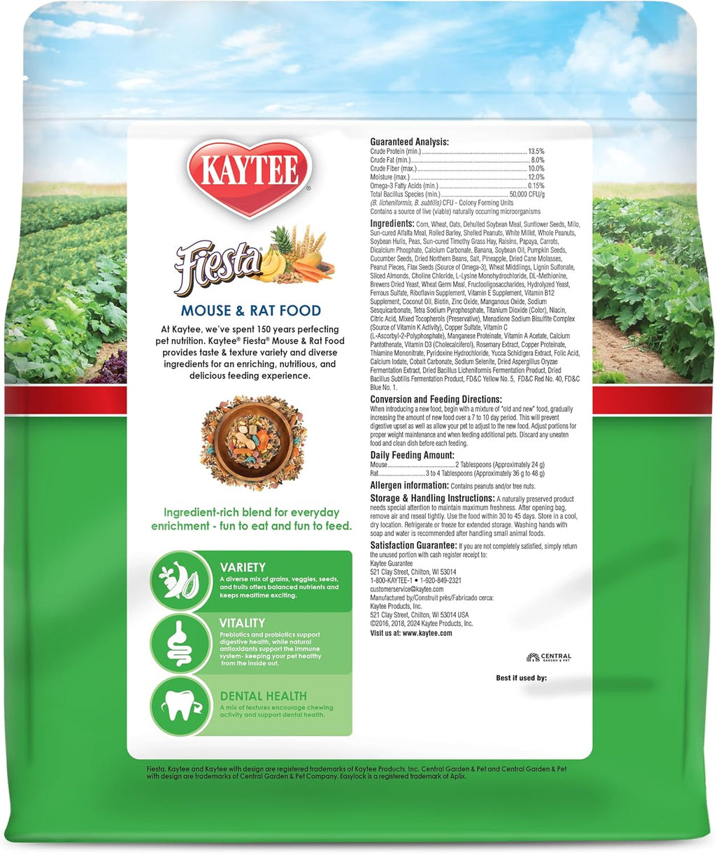 Kaytee Fiesta Mouse & Rat Food, Nutritious Blend, 4.5 Pounds