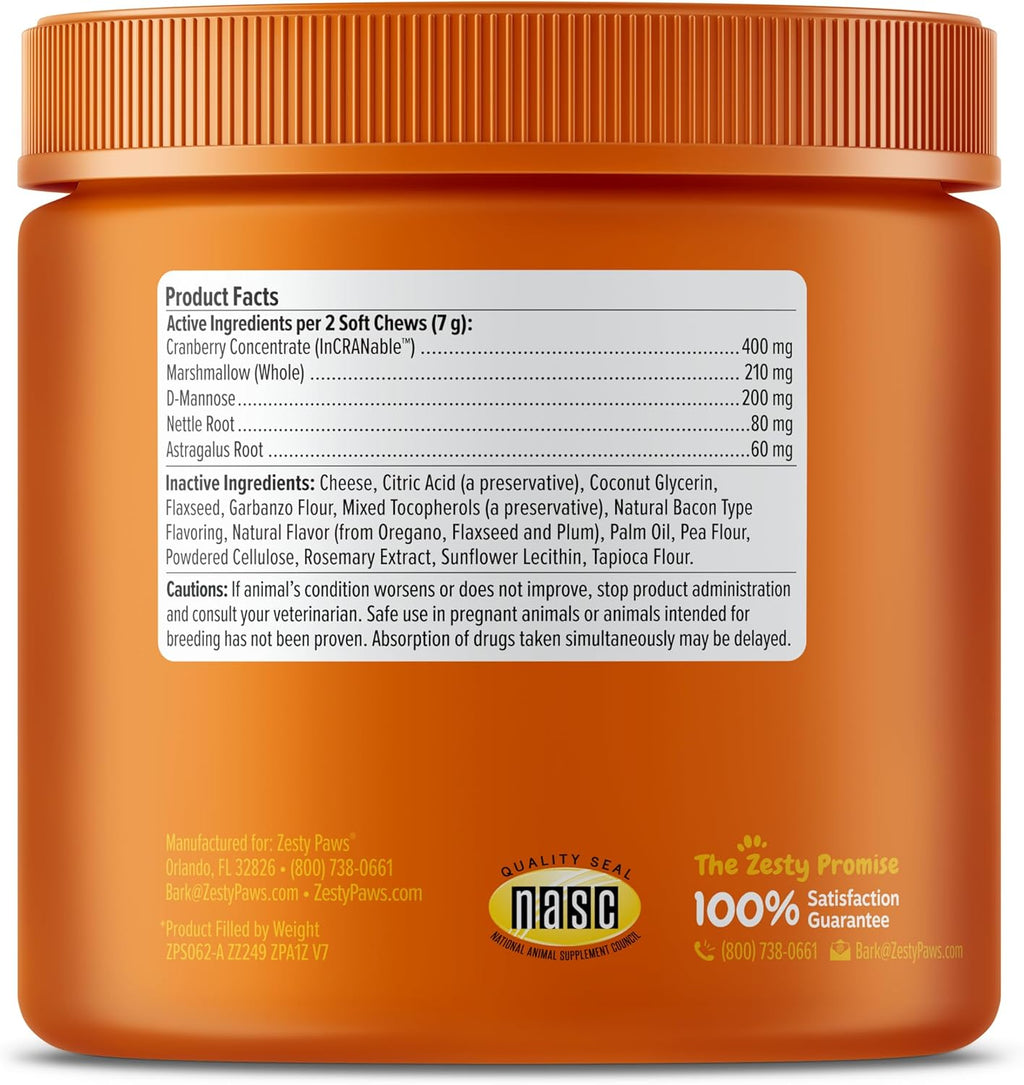 Zesty Paws Cranberry Supplement for Dogs - Bacon, 90 Ct