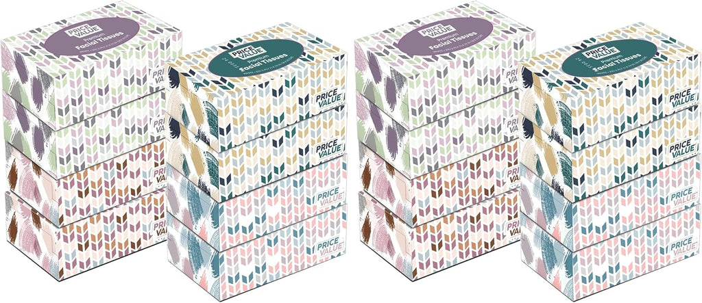 Price Value Facial Tissues Boxes Bulk, Soft 2-Ply, 230 Sheets, 8 Pack