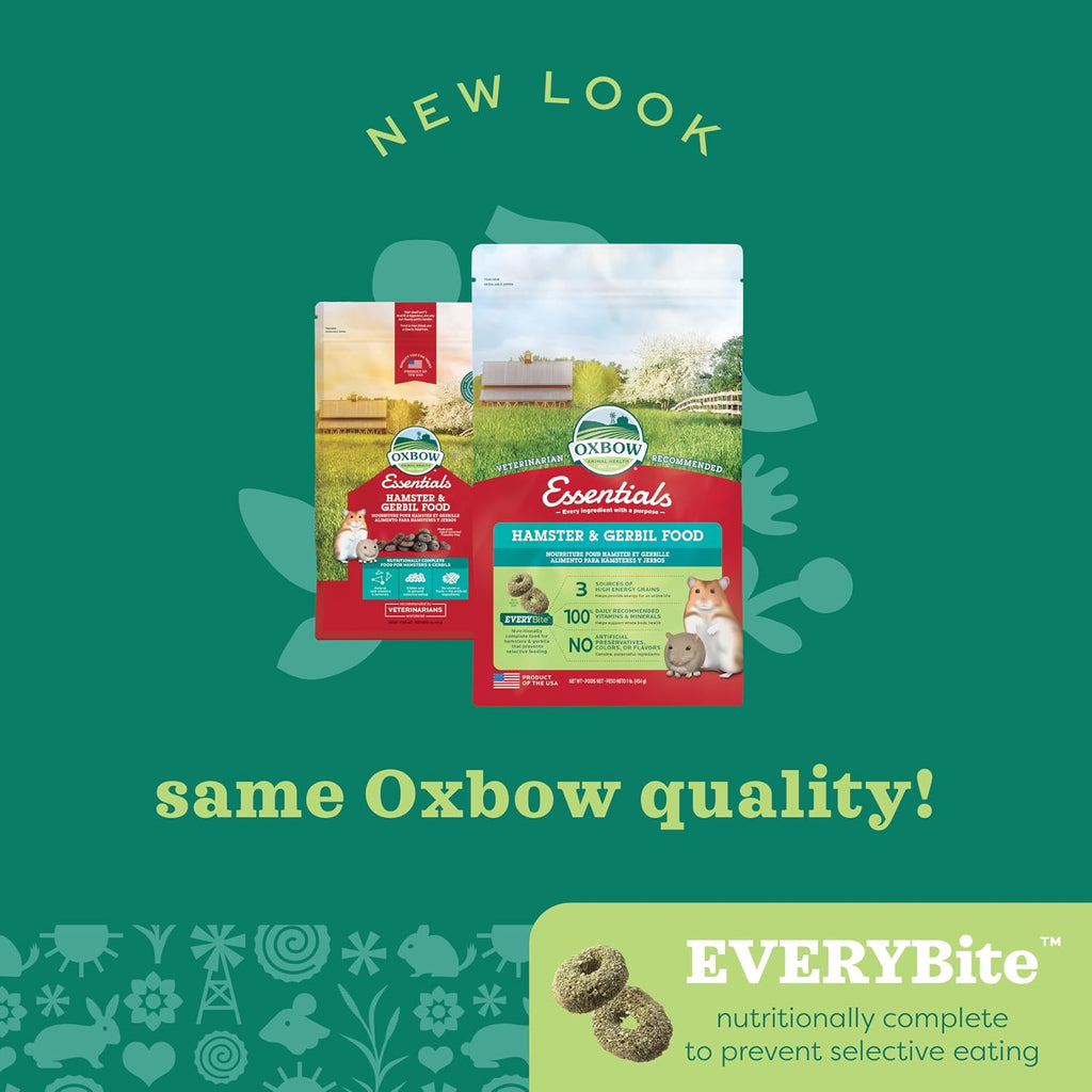 Oxbow Essentials Hamster Food & Gerbil Food, Hamster Pellets, Uniform, 1 lb