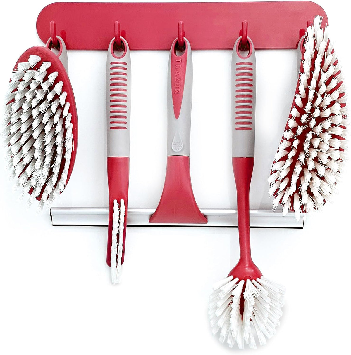 Scrub Brush Set of 3pcs - Cleaning Shower Scrubber with Ergonomic Handle and Durable Bristles - Grout Cleaner Brush - Scrub Brushes for Cleaning Bathroom/Shower/Tile/Kitchen/Floor/Bathtub/Carpet