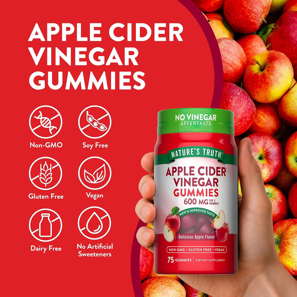 Nature's Truth Apple Cider Vinegar Gummies | 600 mg | 75 Gummies