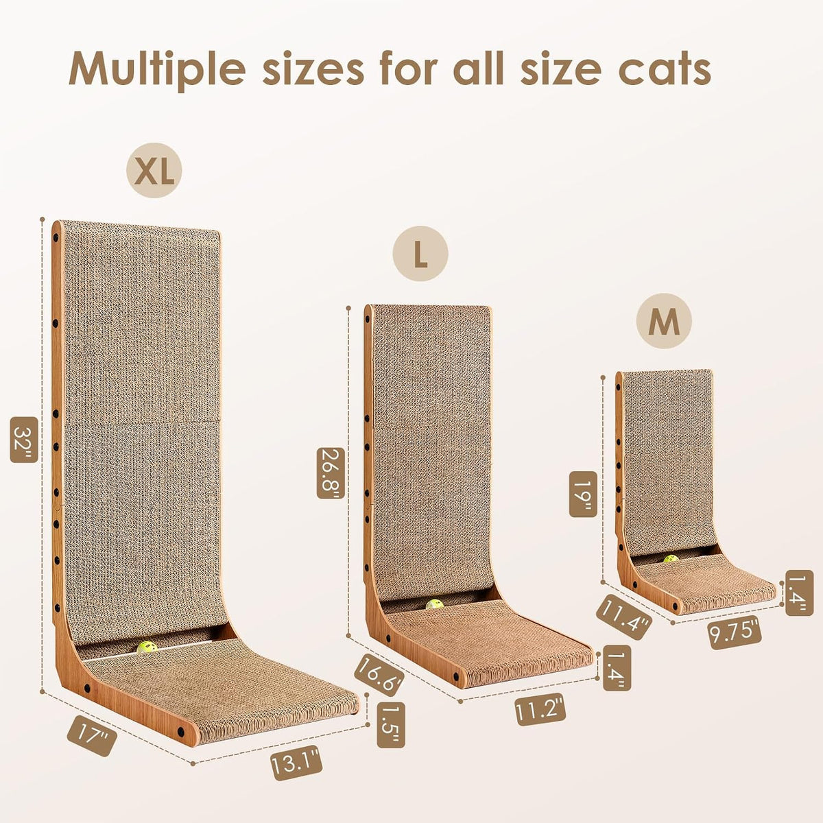 EHEYCIGA Cardboard Cat Scratcher for Indoor Cats, 26.8 Inch, Brown