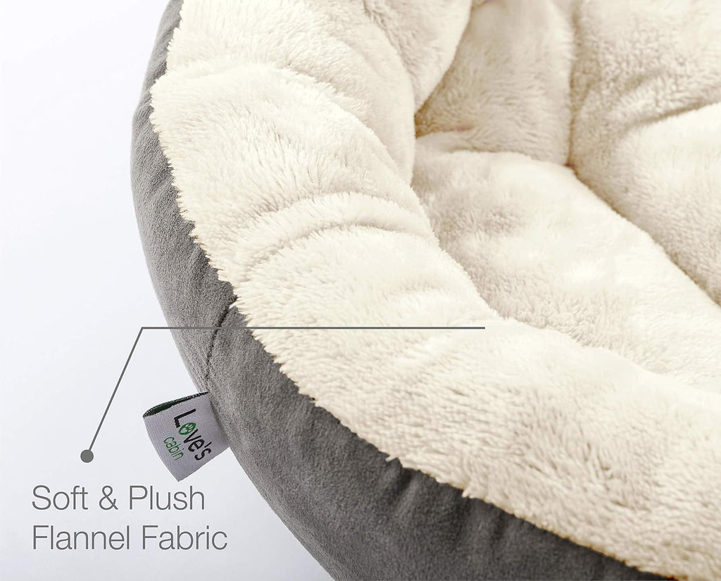 Love's cabin Round Donut Cat and Dog Cushion Bed, 20in Bed for Cats or Small Dogs, Anti-Slip & Water-Resistant Bottom, Super Soft Durable Fabric Pet Beds, Washable Luxury Cat & Dog Bed Gray