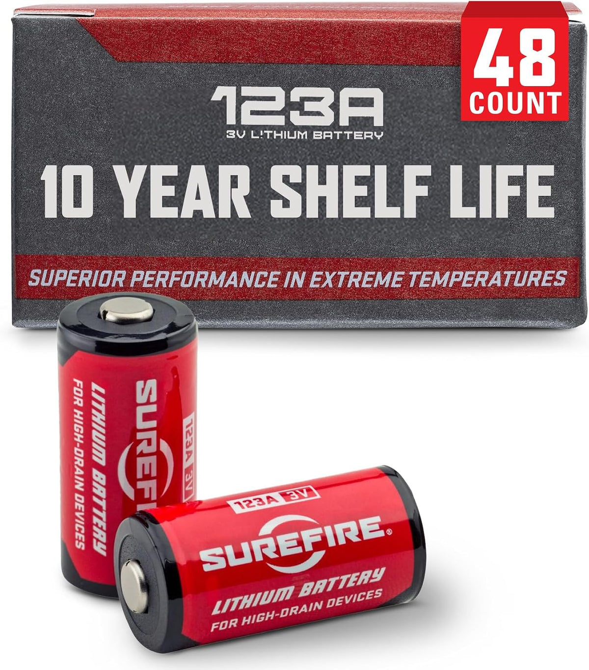 SureFire CR123A 3V Lithium Battery - 12 Pack SF123A Batteries