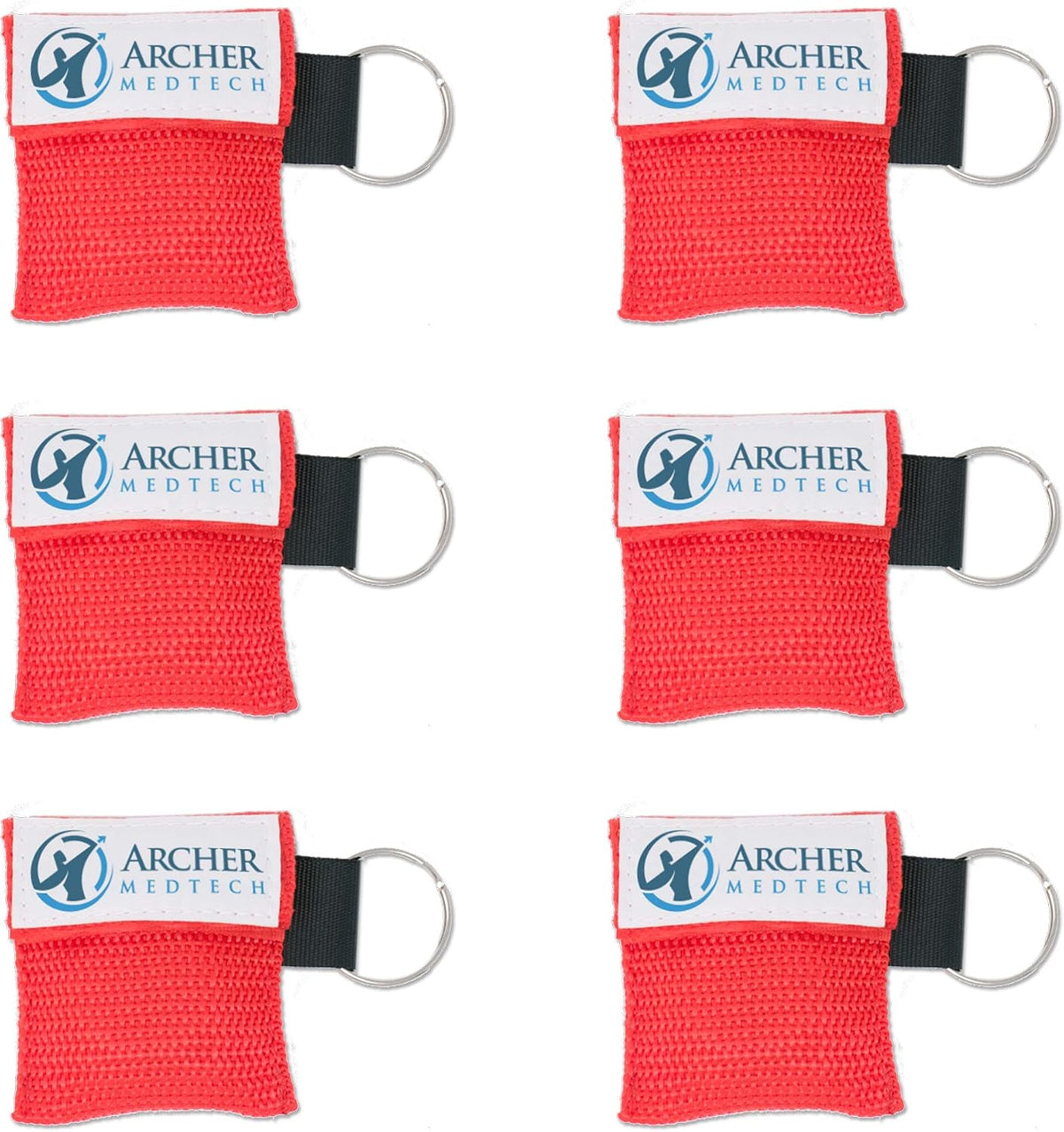 CPR Keychain Face Shields with One-Way Valve, 6 Pack