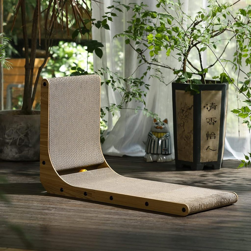 FUKUMARU Cat Scratcher, 26.8 Inch L Shaped Cat Scratch Pad for Indoor Cats