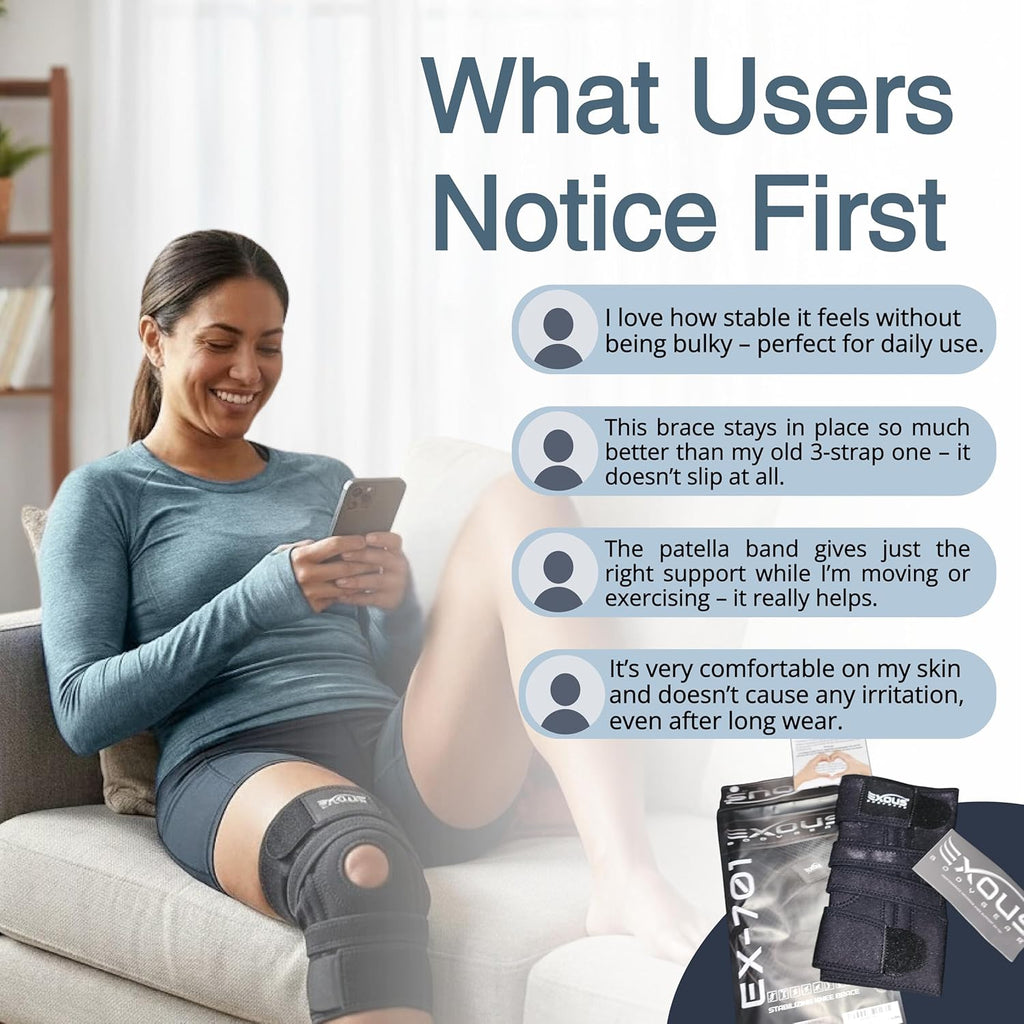 Knee Brace for Men & Women with Patented 4-Way Adjustable Support