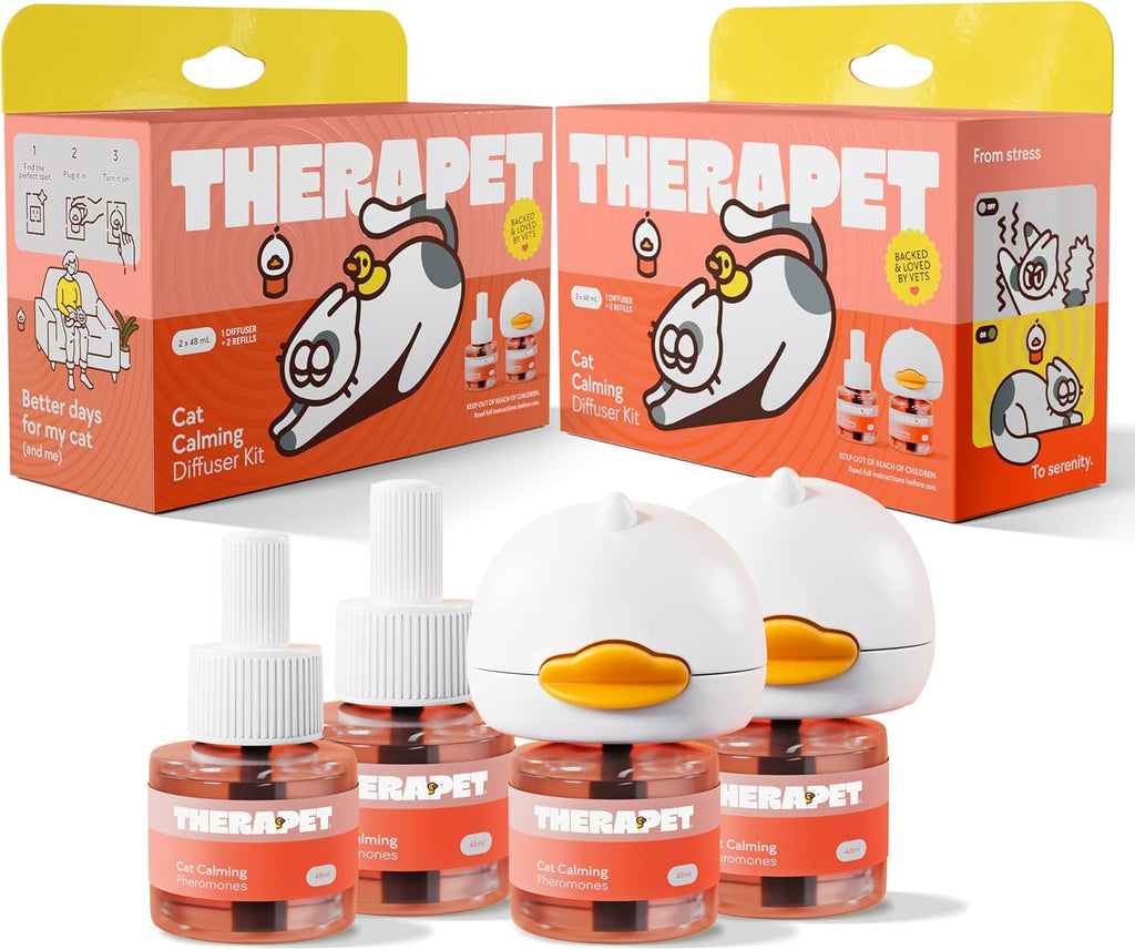 TherapetMD 60-Day Cat Calming Diffuser - Cat Pheromone Diffuser for Stress, Pee Spraying, Cat Fighting, Aggression, Excessive Meowing & Scratching - 60-Day Refill Included - Packaging May Vary