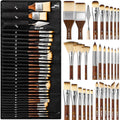 Nicpro 30pcs Paint Brush Set for Acrylic Painting, Oil, Watercolor, Gouache
