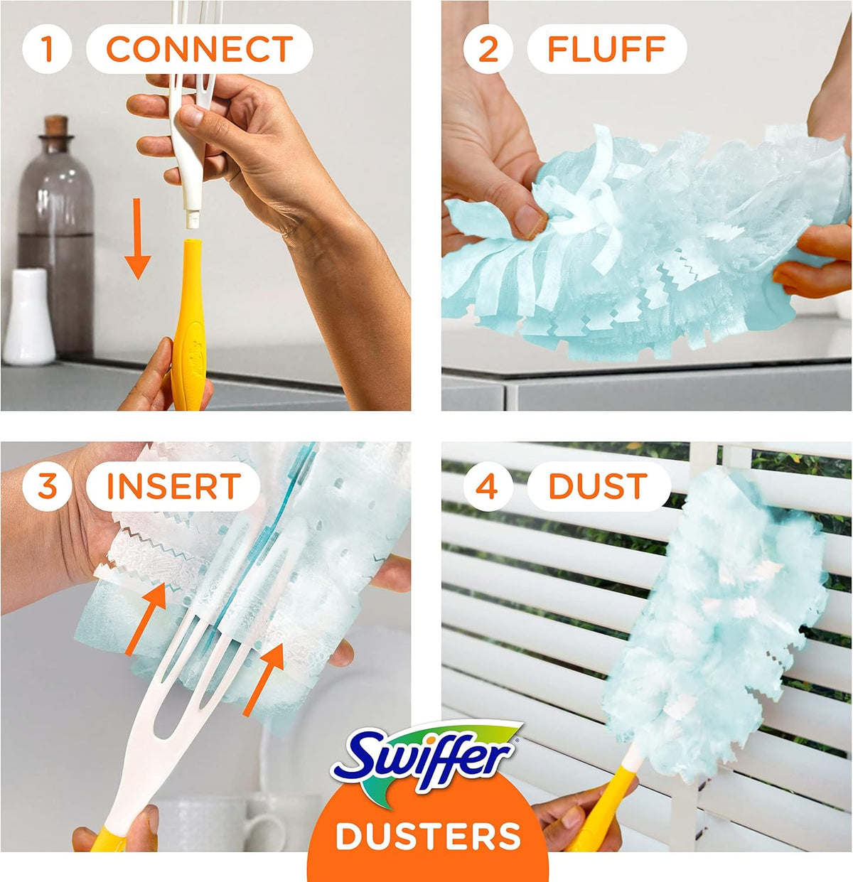 Swiffer Dusters Starter Kit, Kit Includes 1 Handle and 5 Dusters