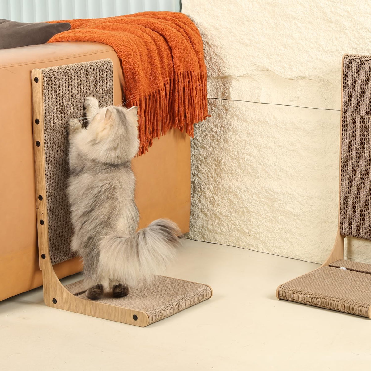 Zakkart 2-Pack L-Shaped Cat Scratching Board, Cardboard, 25.6" Tall (L)
