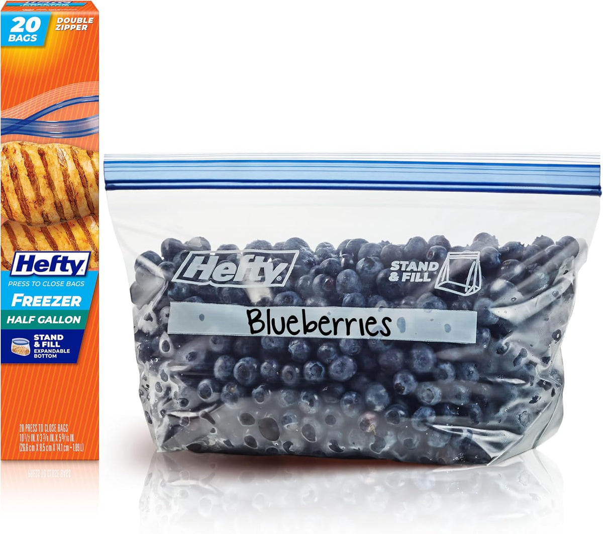 Hefty Press to Close Freezer Bags, Gallon Size, 20ct