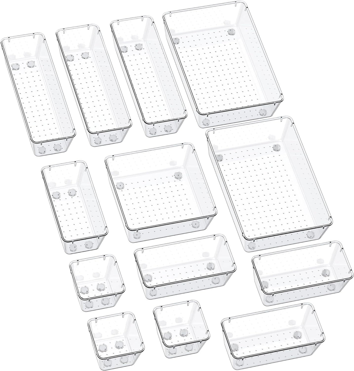 SMARTAKE 13-Piece Drawer Organizers with Non-Slip Silicone Pads, 5-Size