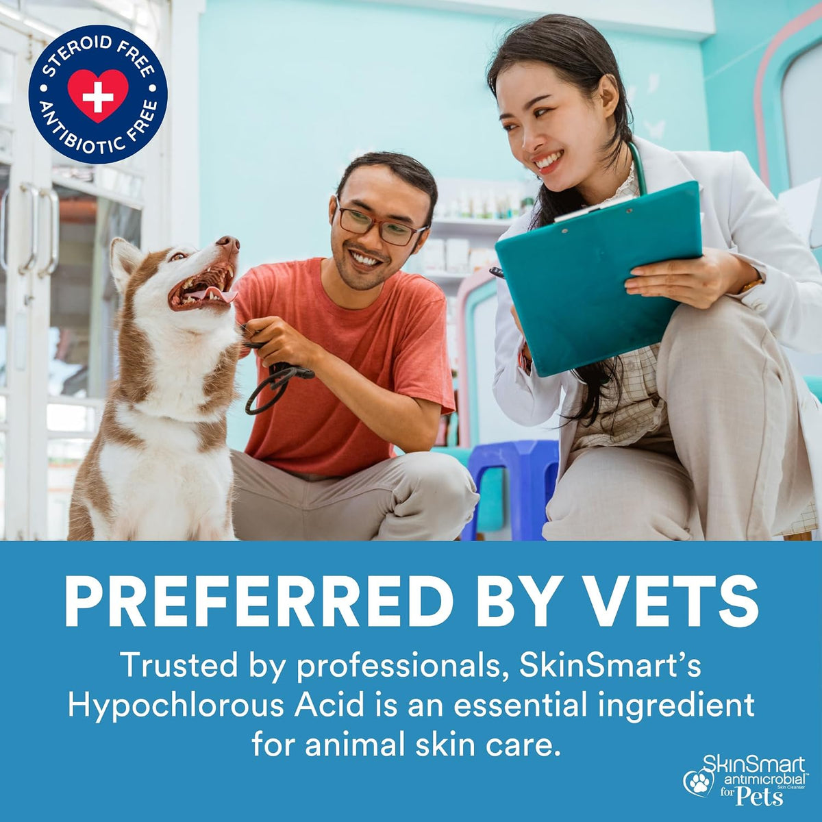 SkinSmart Antimicrobial Wound Care for Pets, Hypochlorous Acid Spray, 8 oz