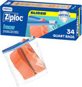 Ziploc Quart Freezer Slider Bags, Food Storage, 34 Count