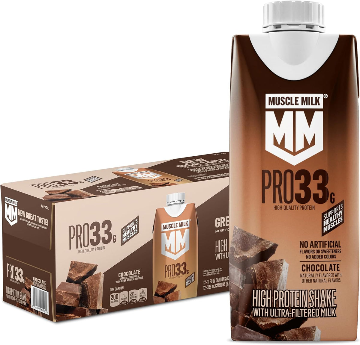 Muscle Milk Pro Liquid High Protein Shake, Chocolate, 11 Fl Oz (Pack of 12)