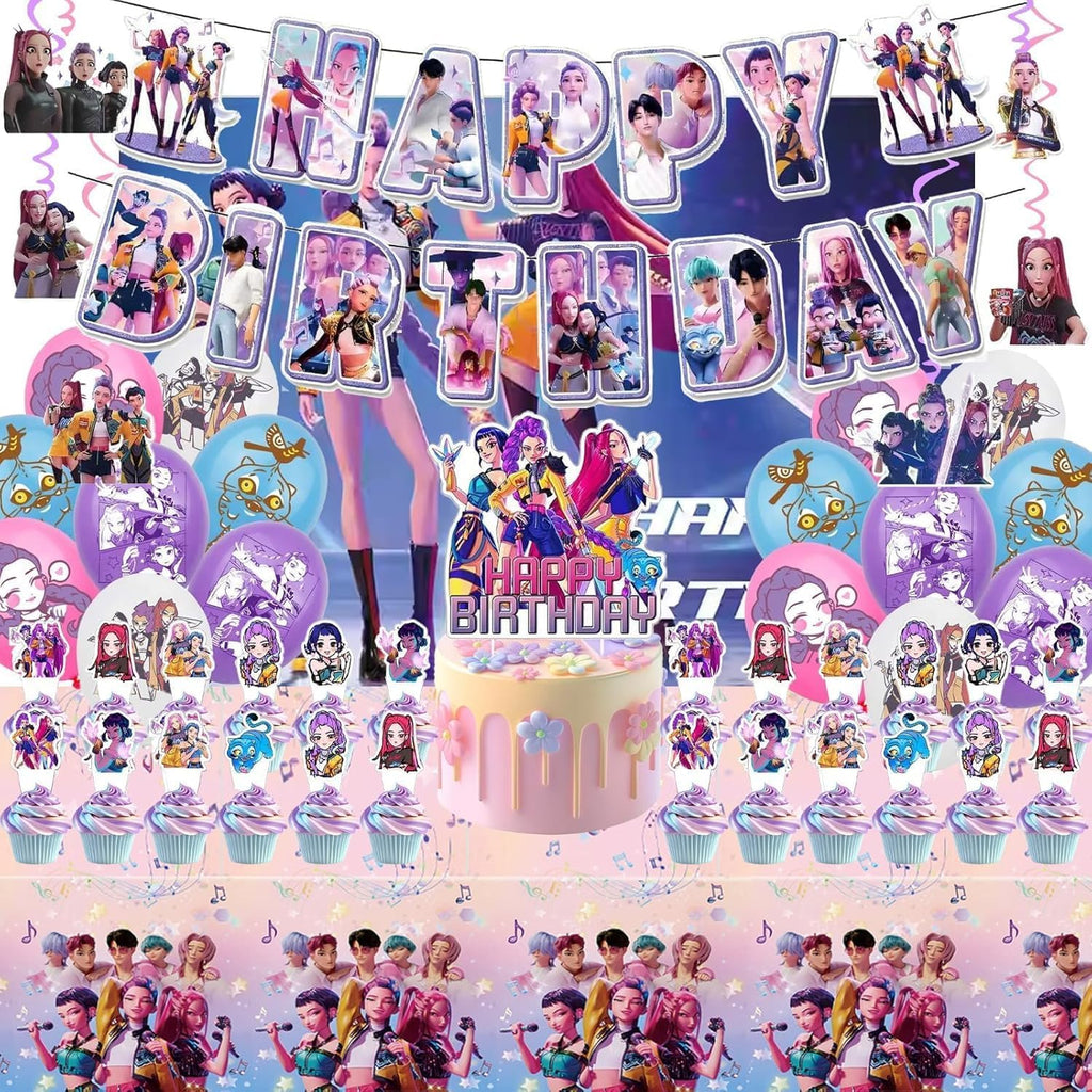 50 Pcs For K Pop Demon Hunters Party Supplies, Birthday Decorations Set