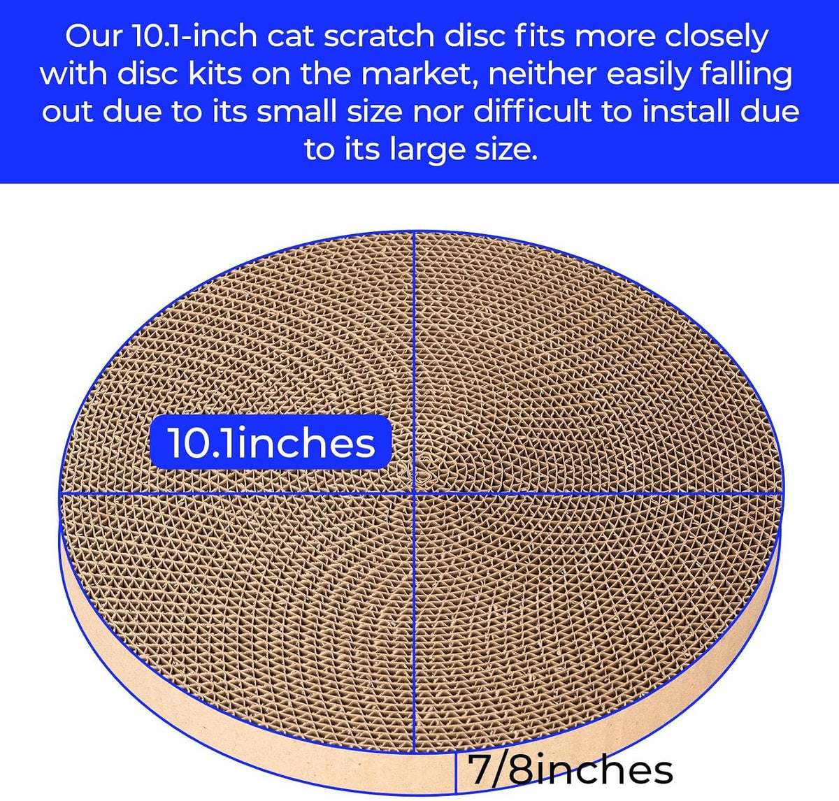 Round Cat Scratcher Refill - 10 Inch Diameter, 7/8 Inch Thickness - Cardboard Cat Scratcher Scratching Board Replacement Pads (2pcs) for Indoor Cats