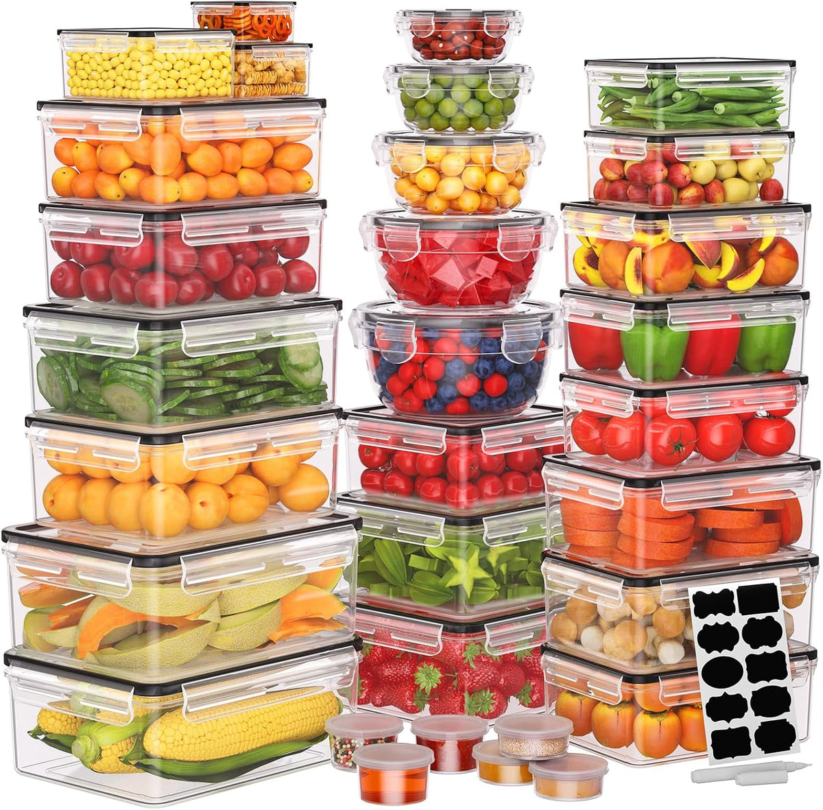 52 PCS Food Storage Containers with Lids Airtight (26 Lids & 26 Containers)