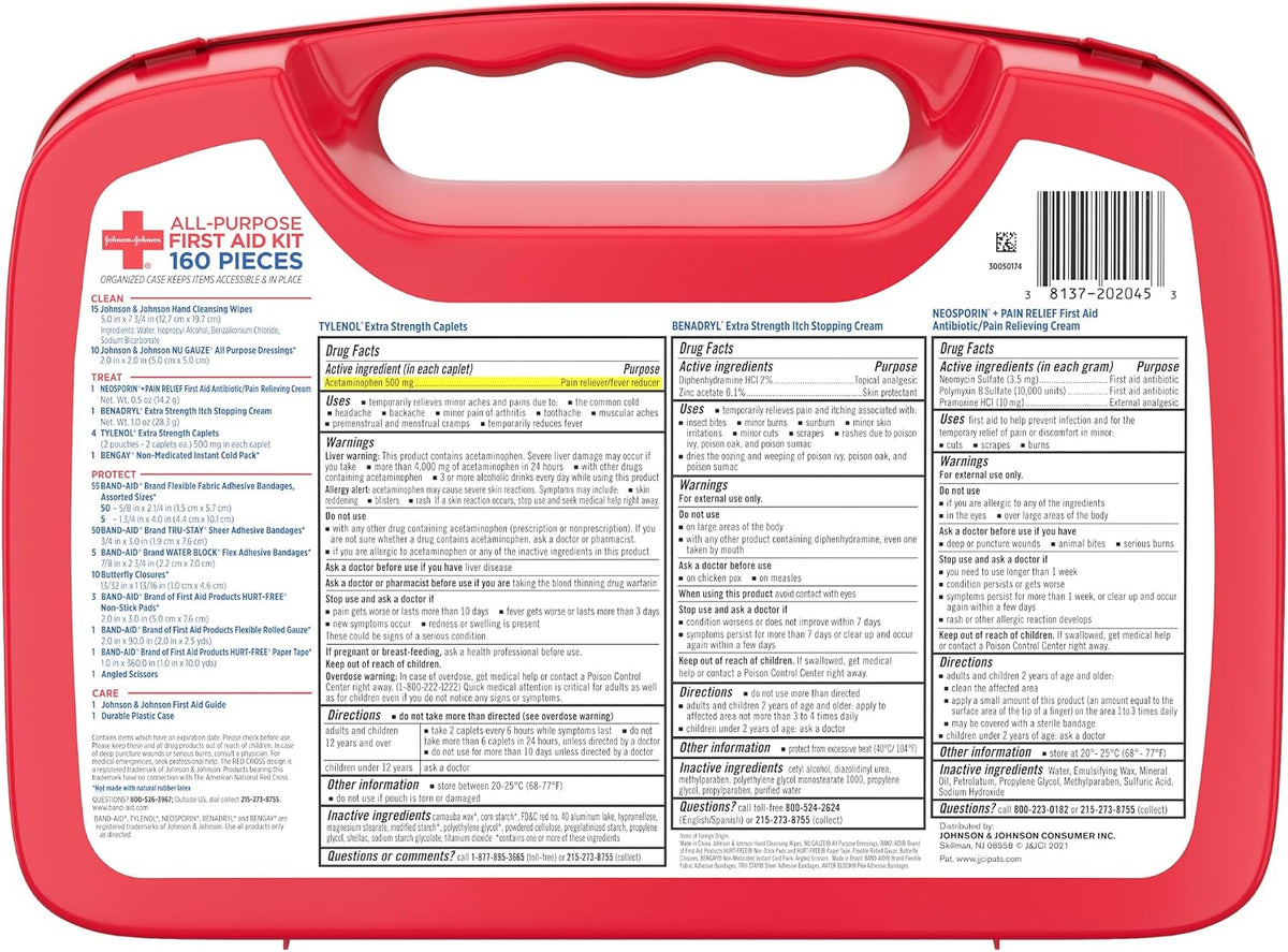 BAND-AID Brand All-Purpose Portable Compact First Aid Kit, 160 Piece