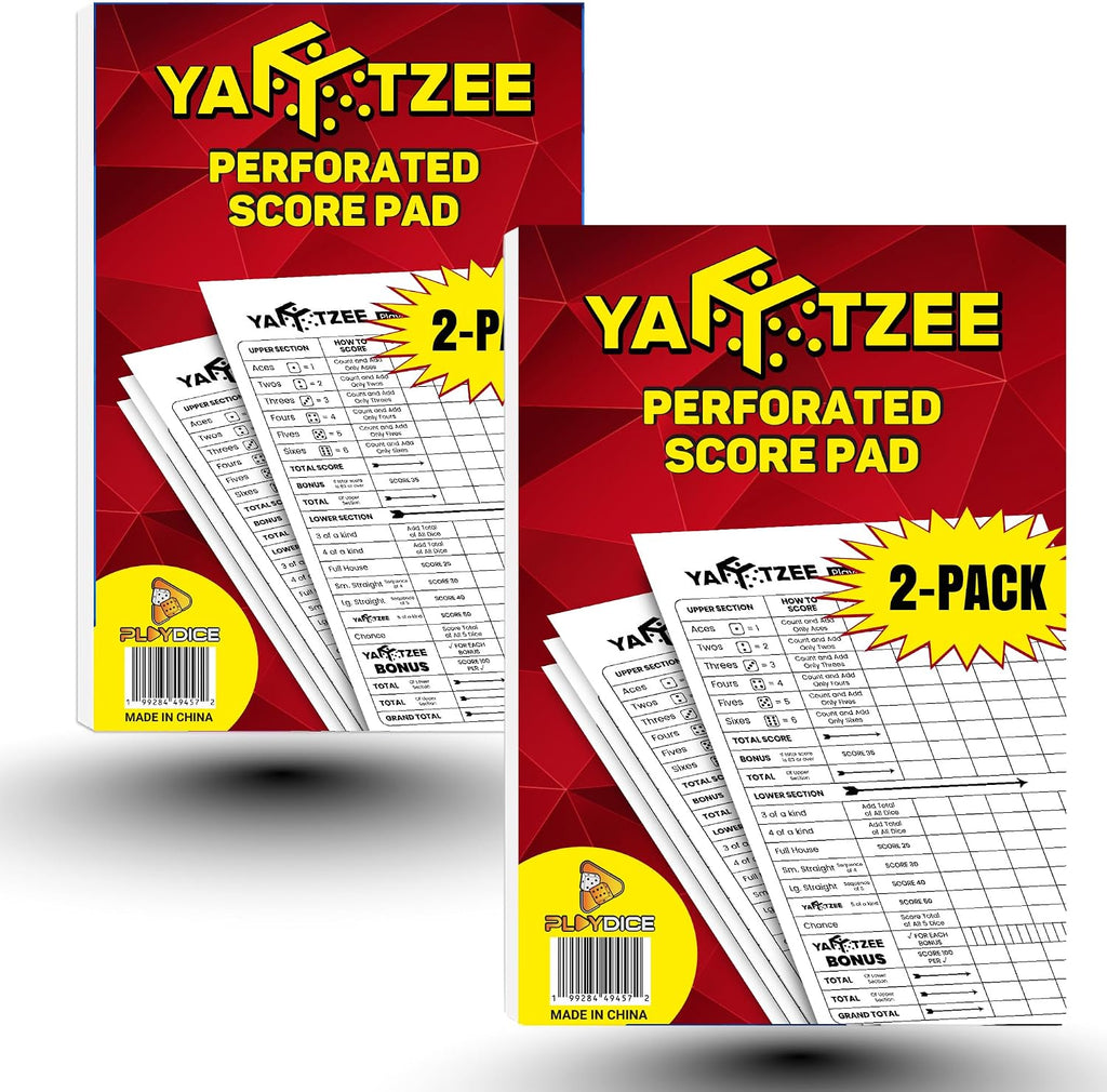 Perforated Yahtzee Score Pads: 120 Easy Tear Off Score Sheets, Large Print, Compatible with Yardzee and Yahtzee Games
