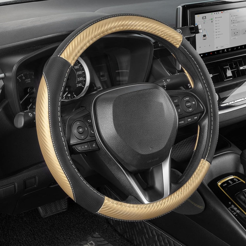 SEG Direct Black Microfiber Leather Auto Car Steering Wheel Cover 15 inch