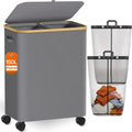 Laundry Hamper with Wheels, 75L Rolling Laundry Basket, Removable Inner Bag