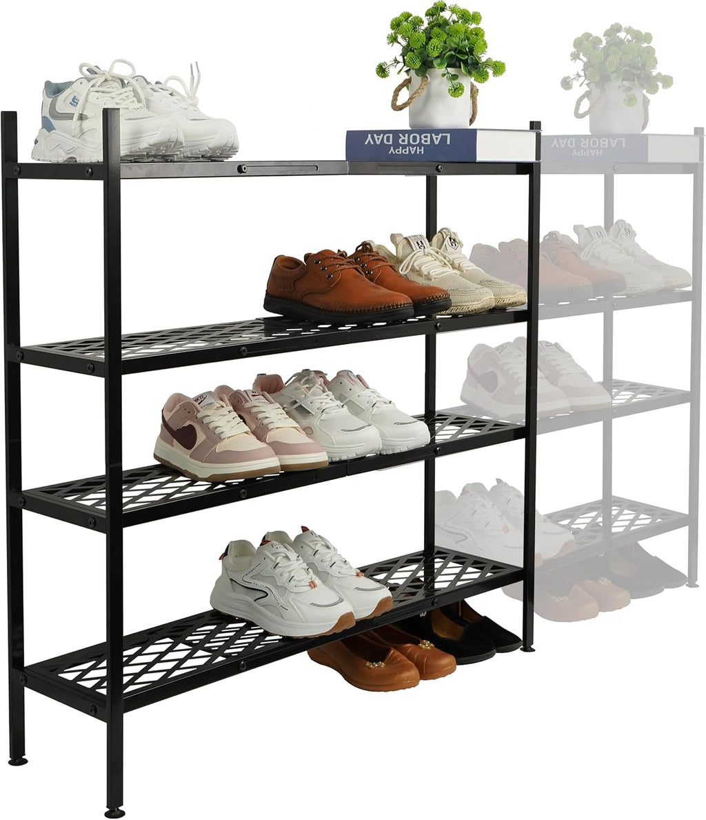 Shoe Rack, 45.6" Expandable Shoe Storage Organizer for Closet - Stackable