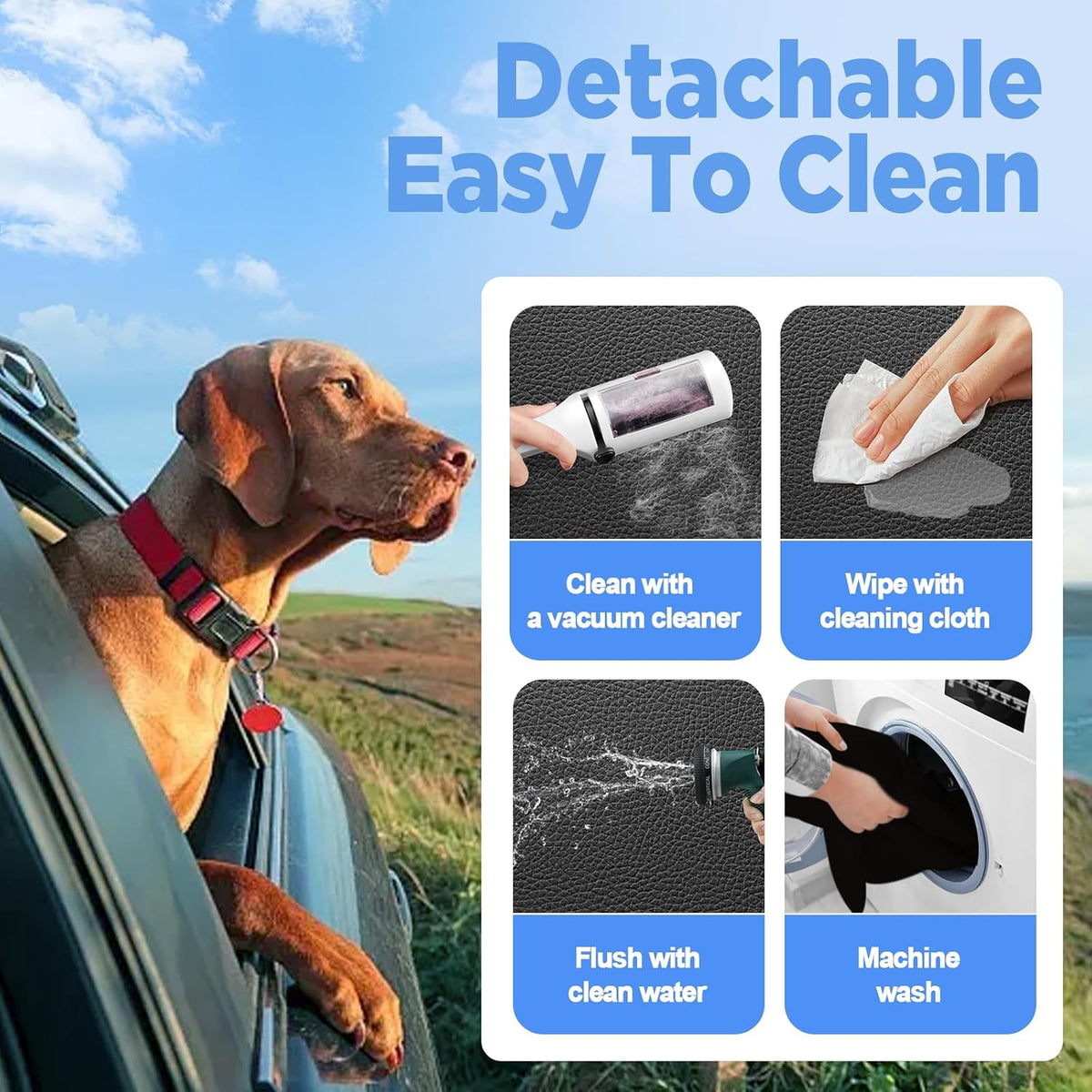 Hard Bottom Dog Car Seat Cover for Back Seat, PU Leather Dog Seat Extender