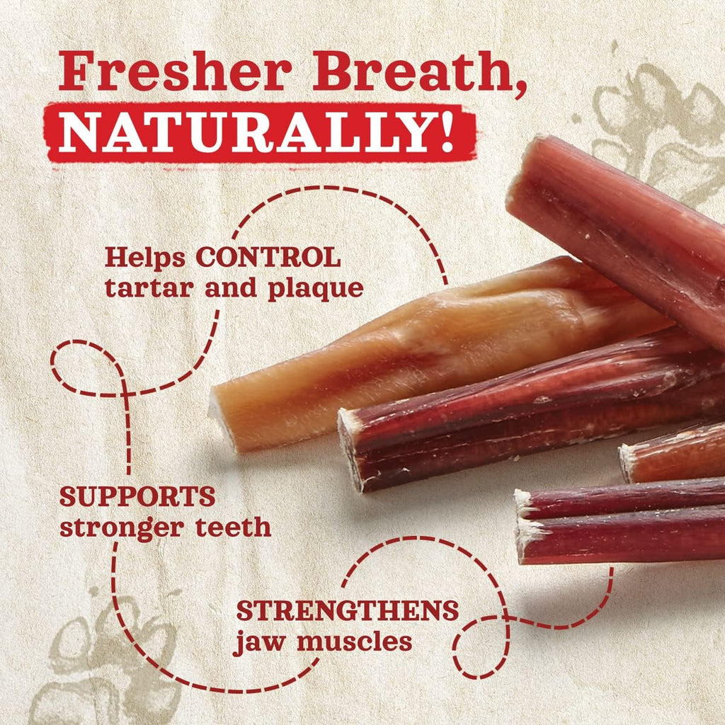 Natural Farm Bully Sticks (6 Inch, 15 Count), Single Ingredient: 100% Beef Chews, Grass-Fed, Non-GMO, Grain-Free, Fully Digestible Treats for Puppies, Small or Senior Dog