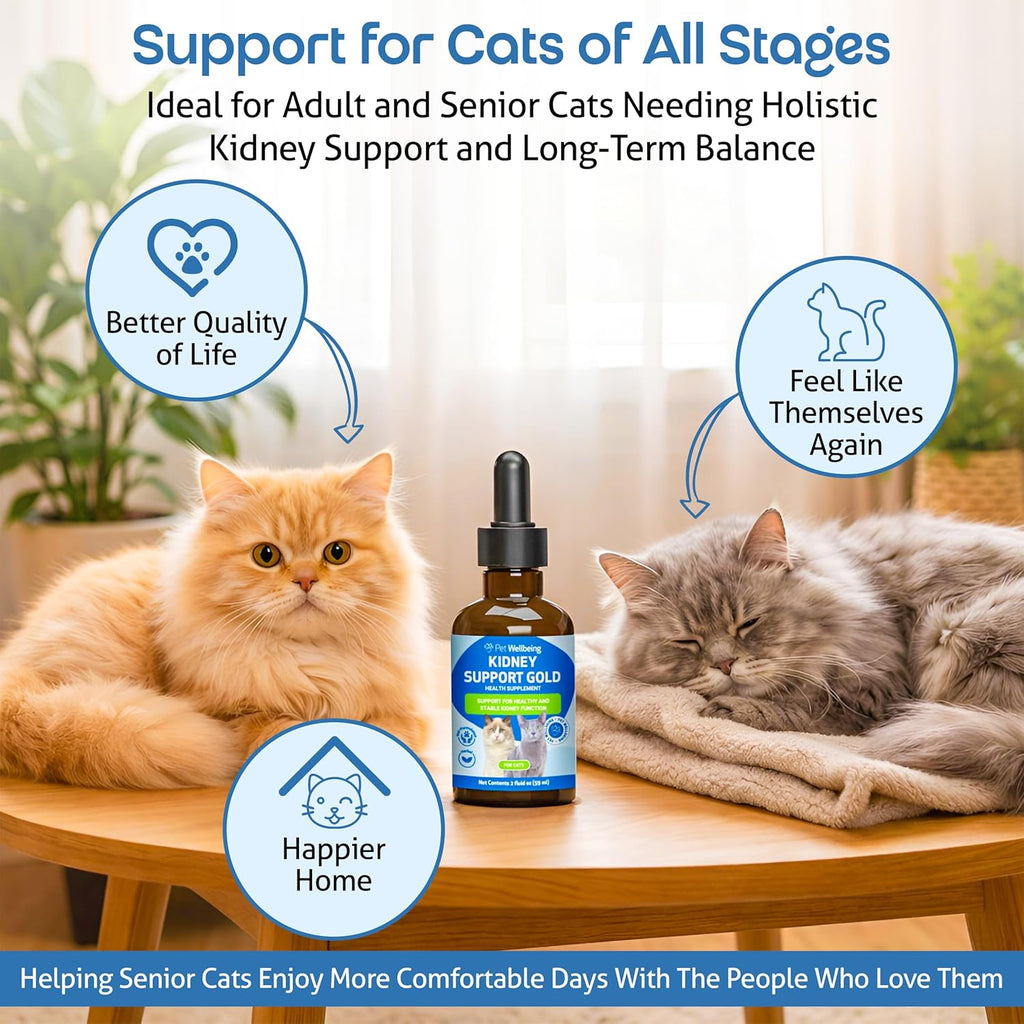 Pet Wellbeing Kidney Support Gold for Cats - Kidney Care & Hydration, 2 oz
