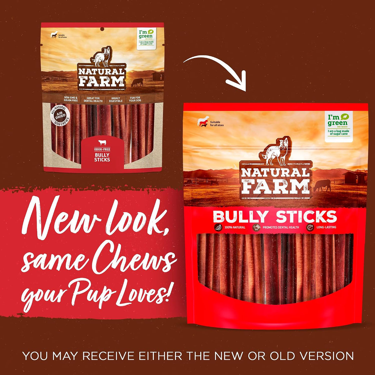 Natural Farm Bully Sticks (6 Inch, 15 Count), Single Ingredient: 100% Beef Chews, Grass-Fed, Non-GMO, Grain-Free, Fully Digestible Treats for Puppies, Small or Senior Dog