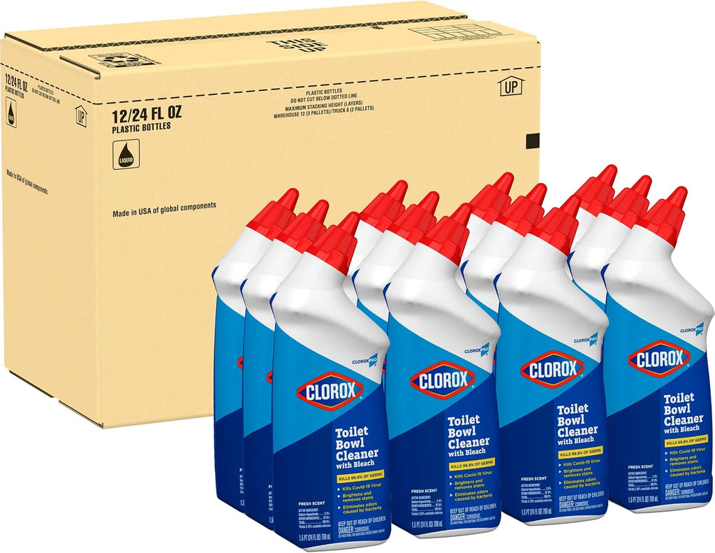 CloroxPro Toilet Bowl Cleaner with Bleach, Fresh Scent, 24 fl. oz., 12 Pack