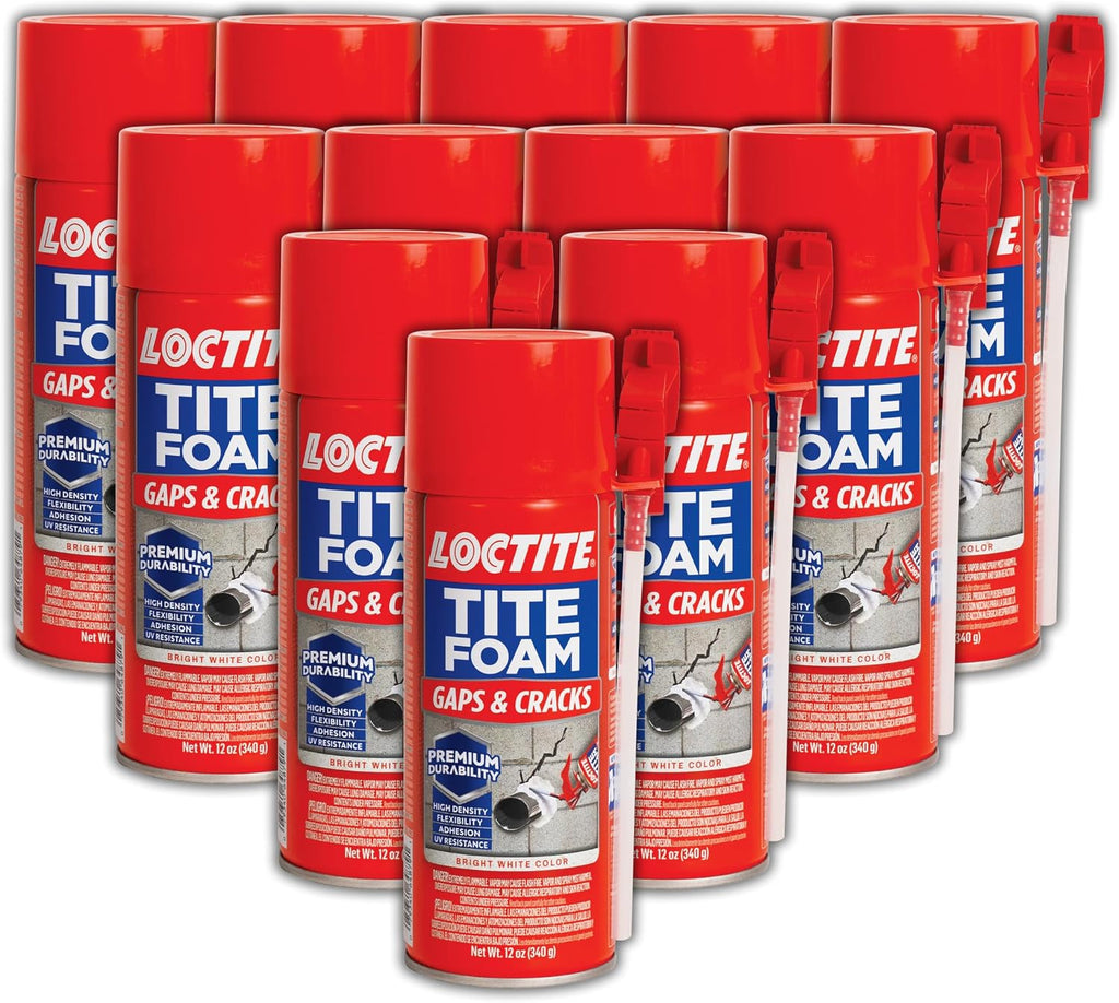 Loctite Tite Foam Gaps & Cracks Spray Foam Sealant, 12 fl oz Can, 1 Pack - Polyurethane Expanding Insulation