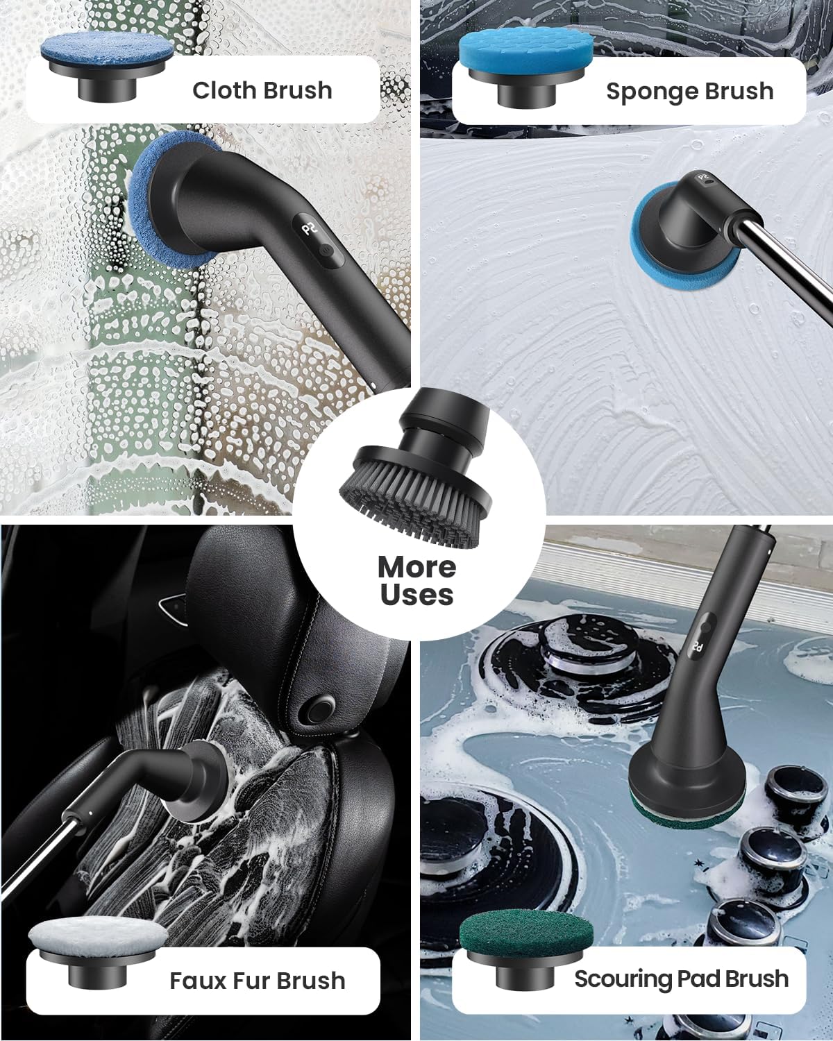 Electric Spin Scrubber, Power Shower Cleaning Brush with Extendable Handle