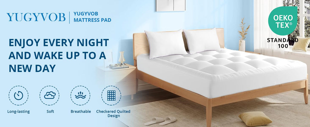 YUGYVOB Queen Mattress Topper Extra Thick, Cooling Plush Mattress Pad