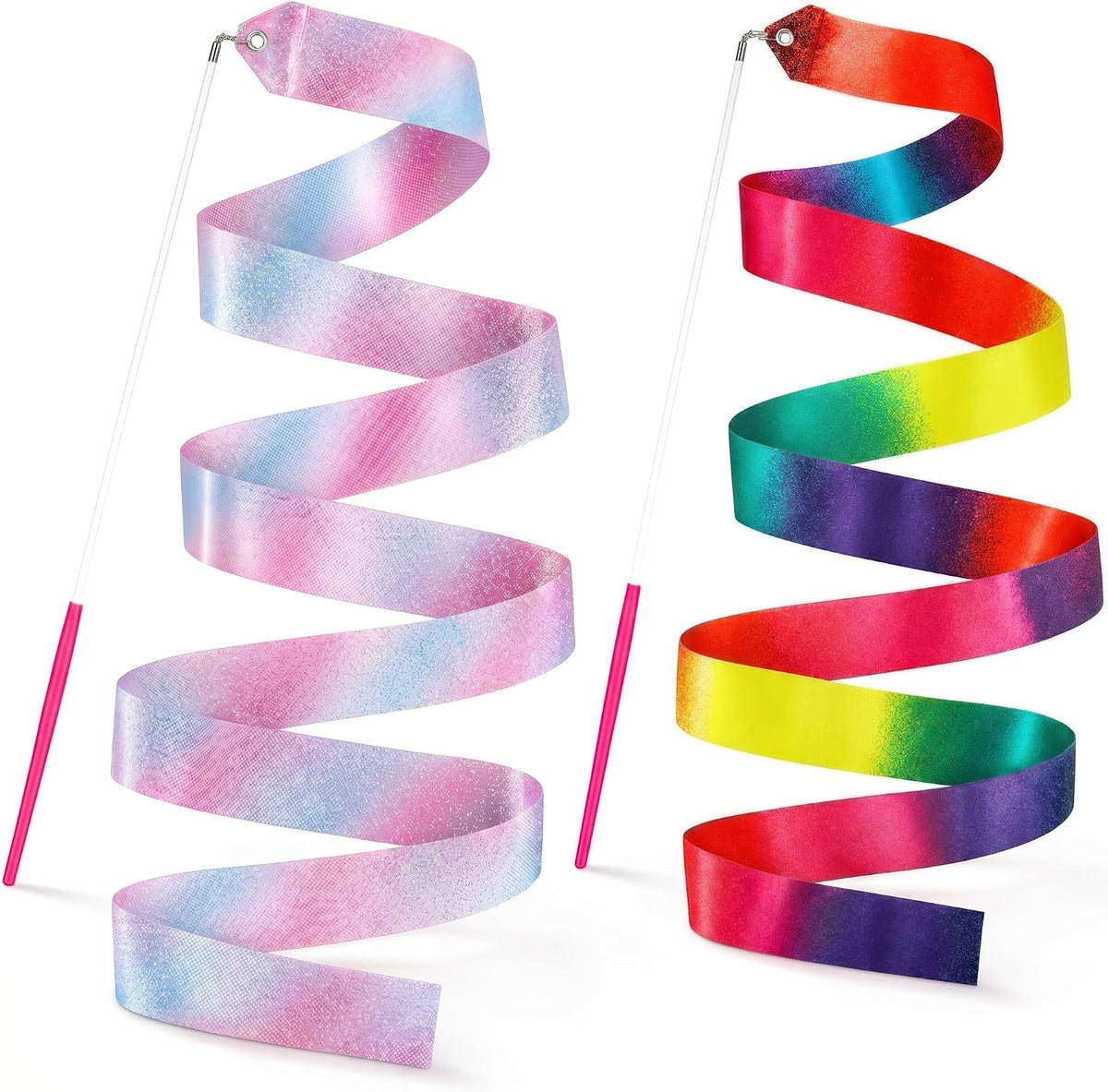 YGEOMER 12pcs Rainbow Gymnastics Dance Ribbon Wands