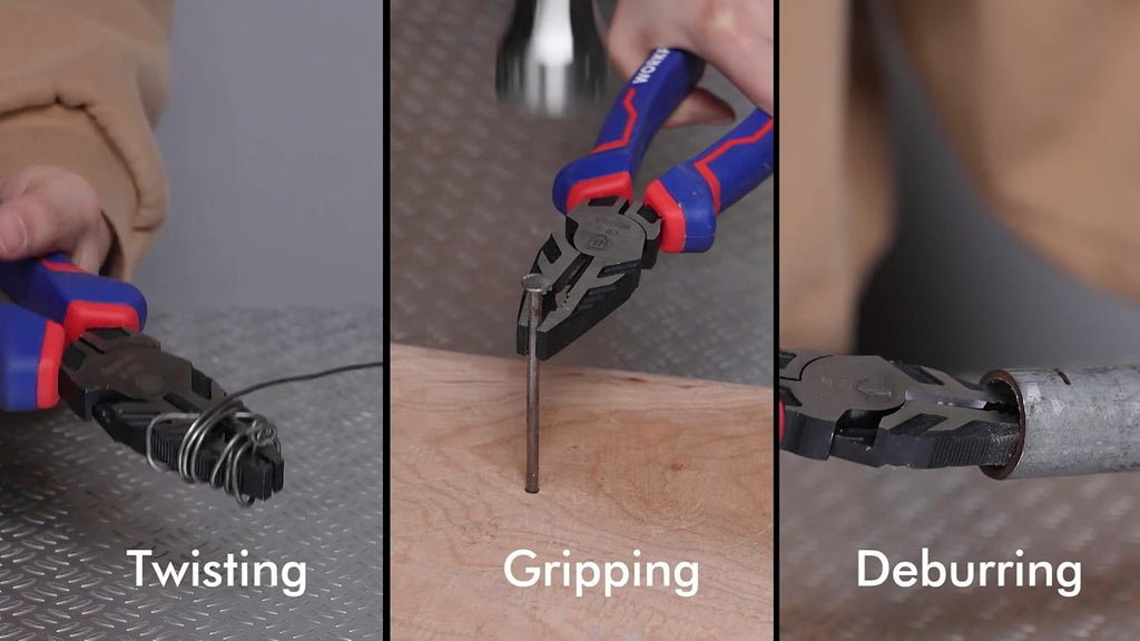 WORKPRO 8" Linesman PRO Screw Extractor Pliers(Combination Pliers) with Unique Non-slip Jaws, Stripped Screw Remover Tool, Lineman Plier for Quickly Removal of Damaged or Rusted Fasteners