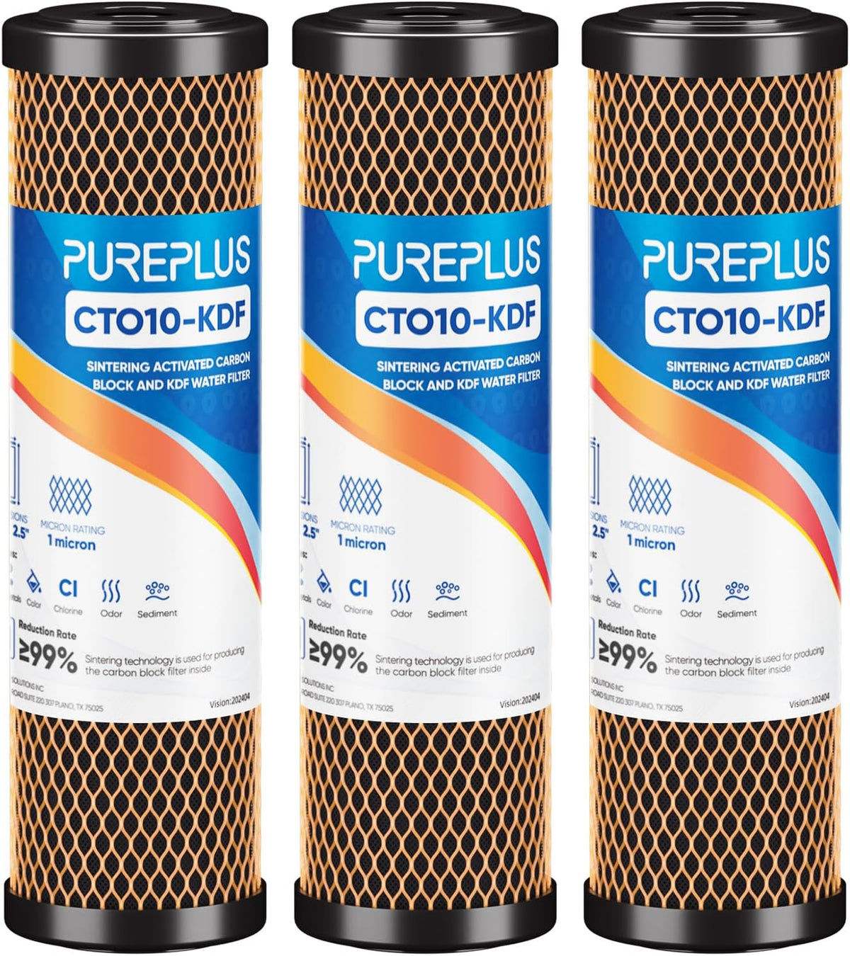 1 Micron 2.5" x 10" Whole House CTO Carbon Water Filter Cartridge Replacement for Under Sink Water Filter System, Dupont WFPFC8002, WFPFC9001, FXWTC, SCWH-5, WHEF-WHWC, WHCF-WHWC, AMZN-SCWH-5, 4Pack
