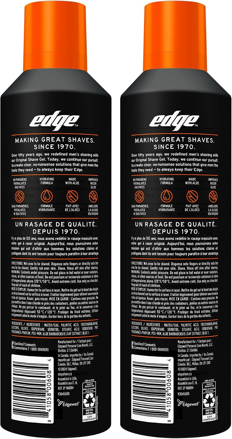 Edge Shaving Gel for Men, Sensitive Skin, 9.5 oz (2 Pack)