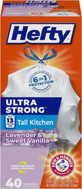Hefty Ultra Strong 13 Gal Kitchen Trash Bags, White, Lavender Vanilla, 80ct