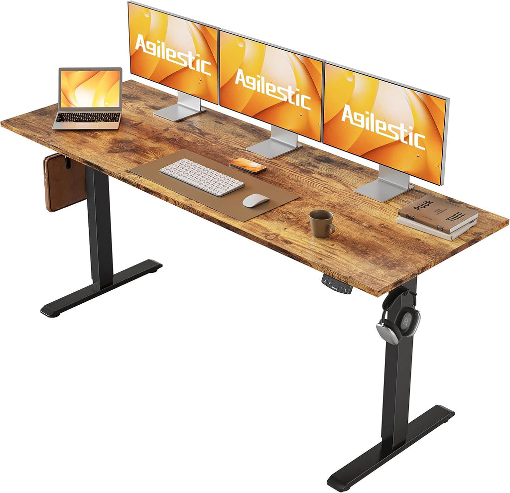 Agilestic 48*24 Inch Height Adjustable Electric Standing Desk, Rustic Brown