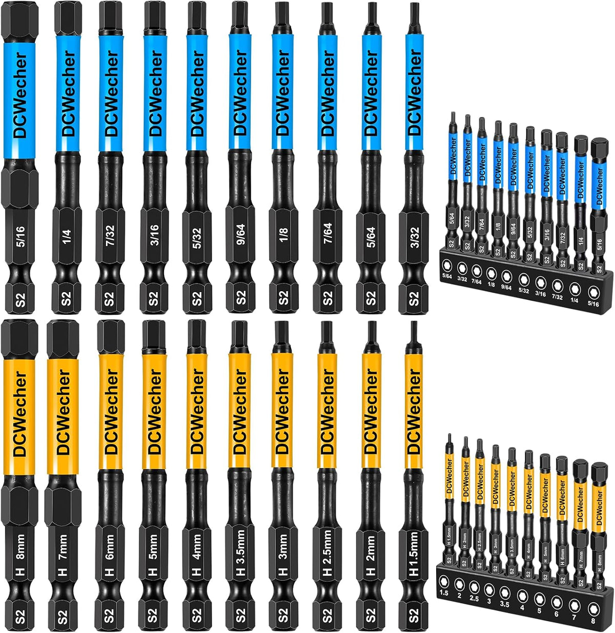 DCWecher 3-Inch Impact Hex Bit Set, 20PCS Long Allen Wrench Drill Bit Set