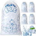 Ice Bags 8 lb with Drawstring, 50 Count Ice Bag for Ice Machine, Heavy-Duty Reusable Ice Cube Bags, Portable Storage and Freezer Keeper