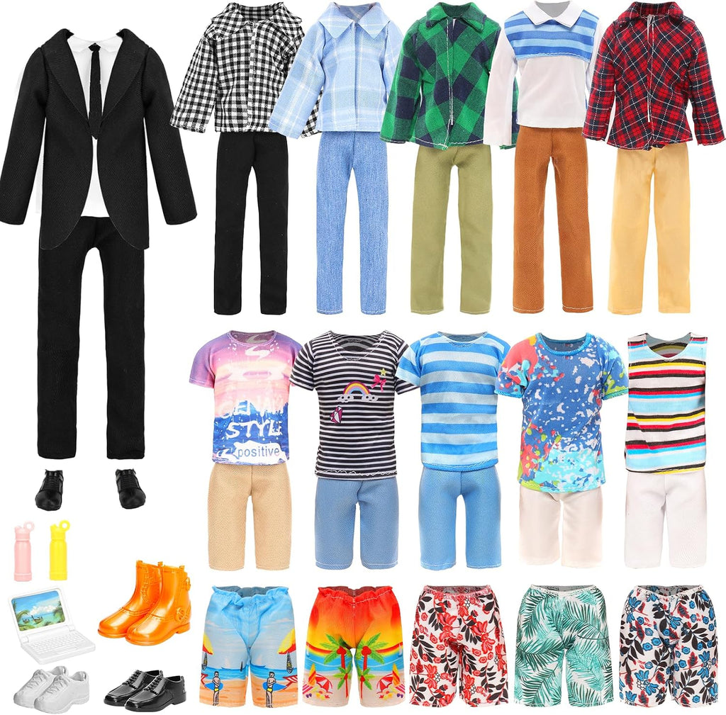 Lot 16 PCS Doll Clothes & Accessories Classic Black Suit for Boy Doll