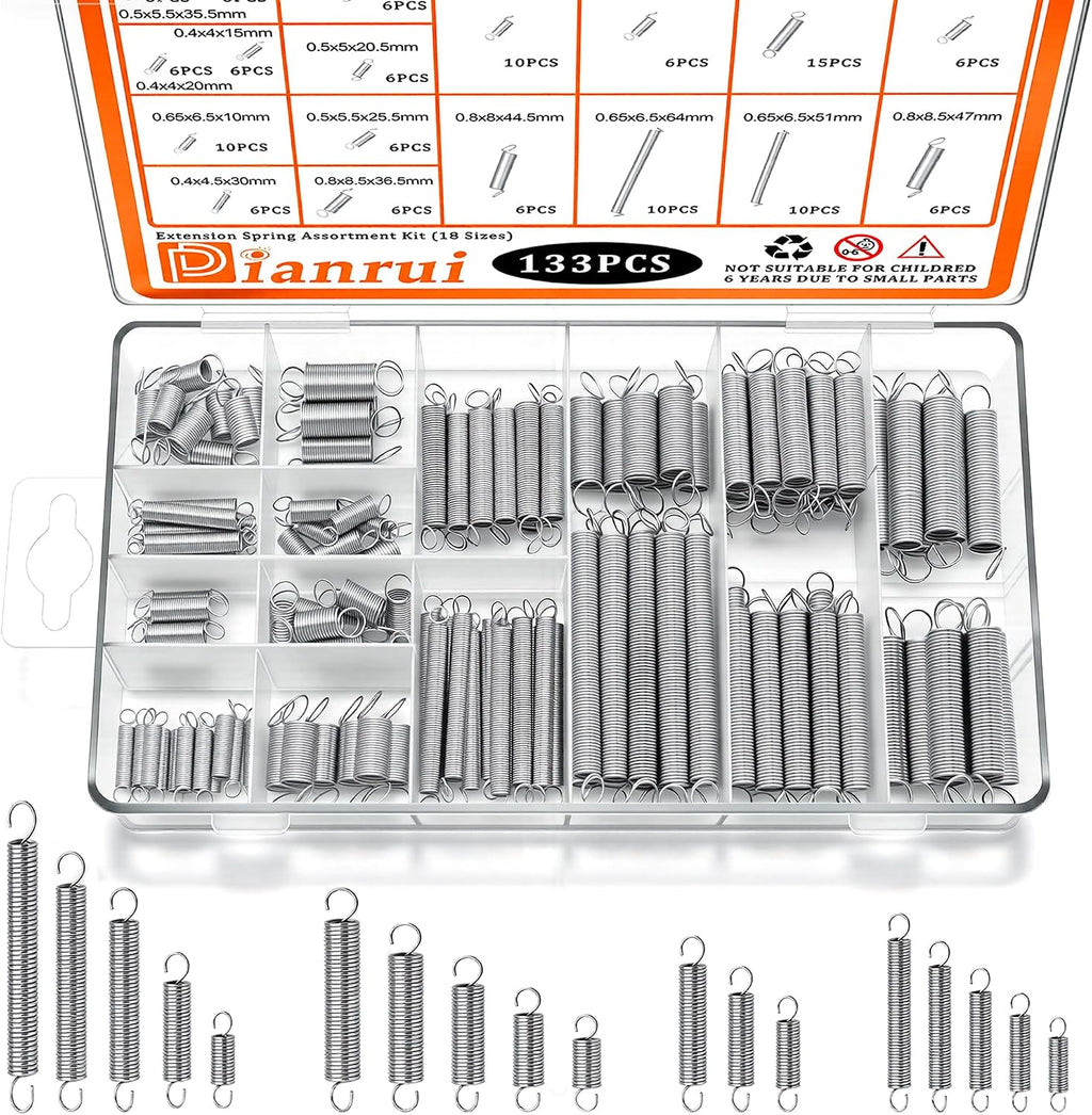 Dianrui 300PCS Compression Springs Assortment Kit 23 Different Sizes Small Spring 304 Stainless Steel Mechanical Mini Springs for DIY Repair Project